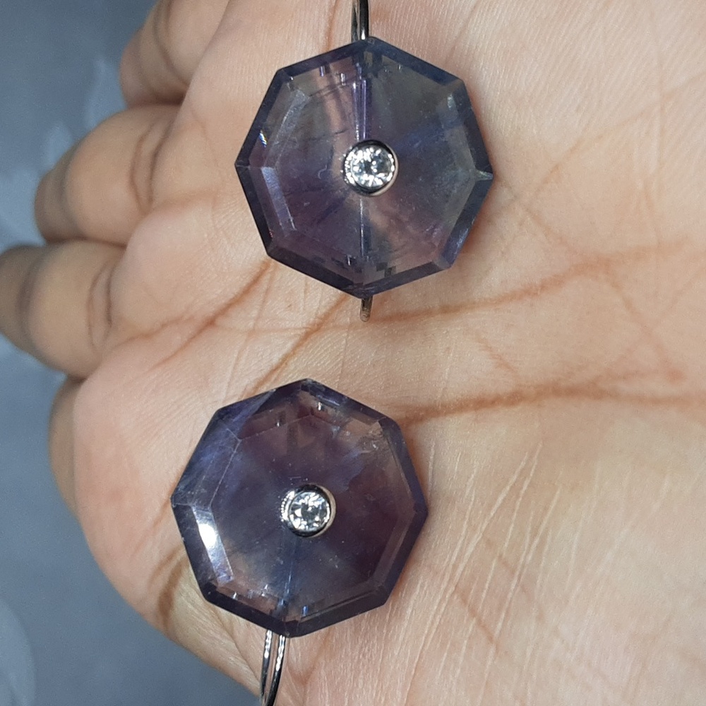925 Bi Color Fluorite Earrings. PRICE IS FIRM. - Picture 3 of 7